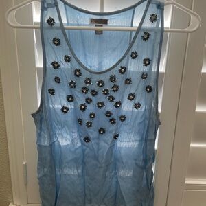 Chelsea28 Light Blue Embellished Tank Top